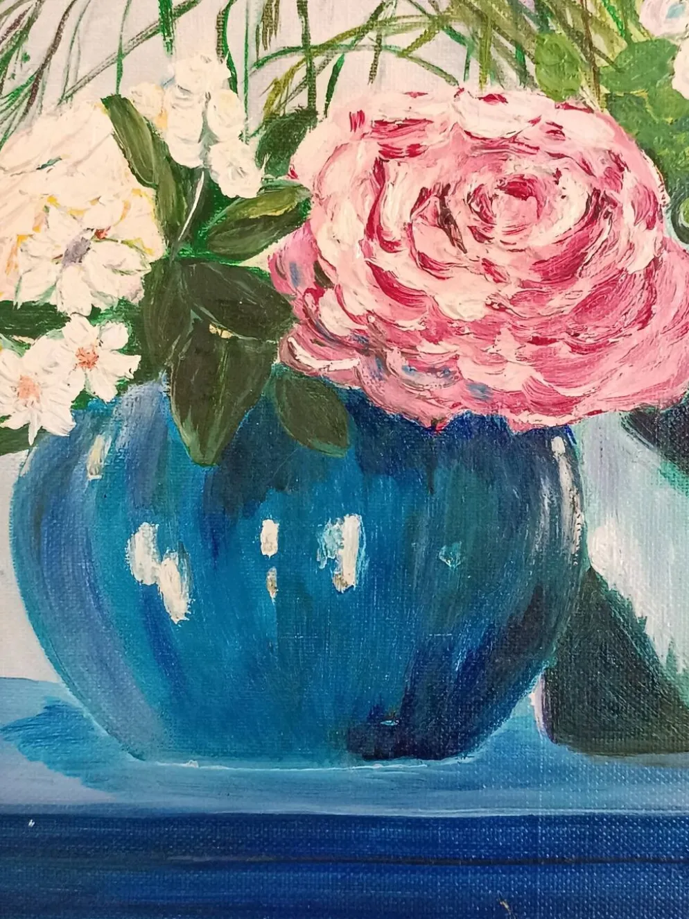floral vintage signé GCH – bouquet de fleurs, 1993