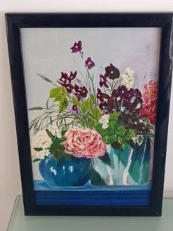 floral vintage signé GCH – bouquet de fleurs, 1993