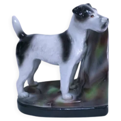 fox terrier porcelaine polychrome numéroté début xxème