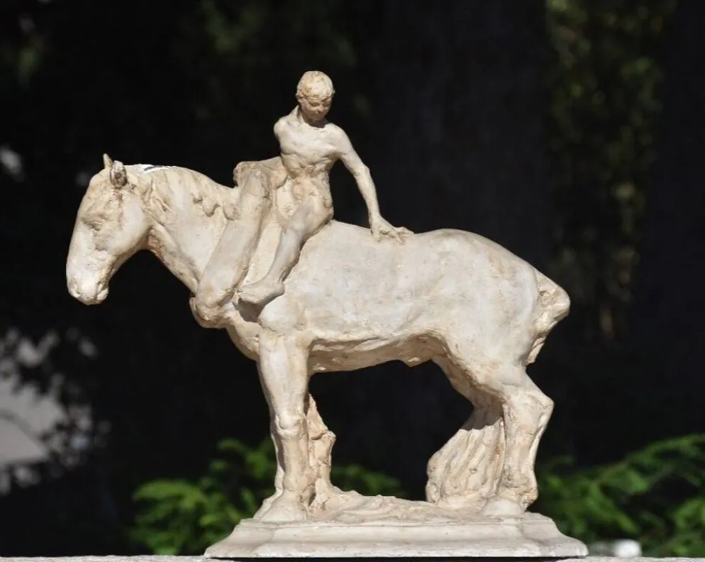 François Antoine Roume, Homme chevauchant un cheval de labour, vers 1935