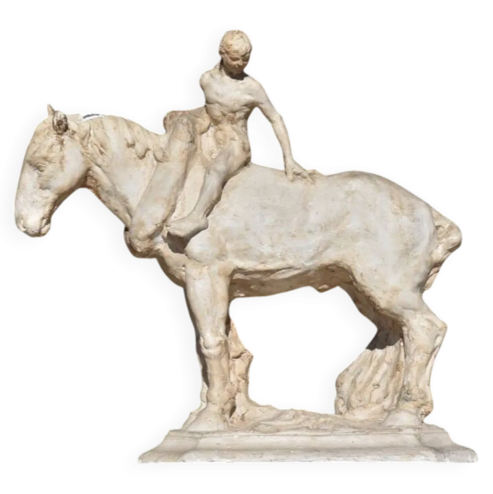 François Antoine Roume, Homme chevauchant un cheval de labour, vers 1935