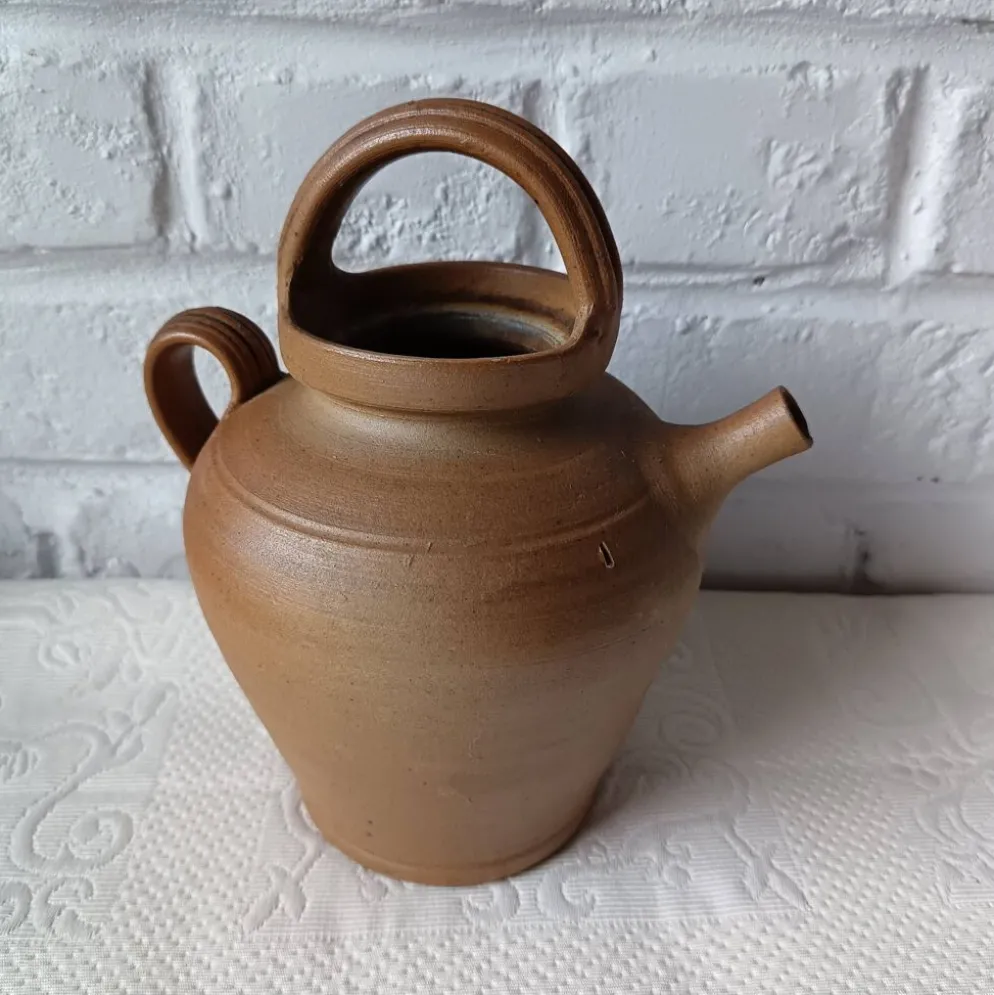 Gargoulette vintage fait main en grès marron vernissé