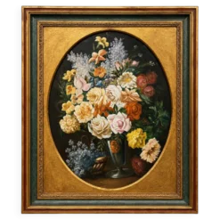 G. Carlier. Nature morte signée avec des fleurs dans un beau cadre.