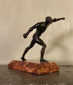 Gladiateur Borghese, bronze d’après l’antique sur socle de marbre