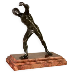 Gladiateur Borghese, bronze d’après l’antique sur socle de marbre