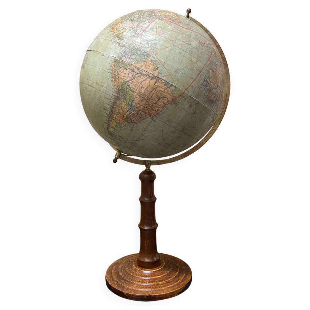 Globe antique allemand de table par Paul Räth & Dr A Krause, Leipzig années 1920.