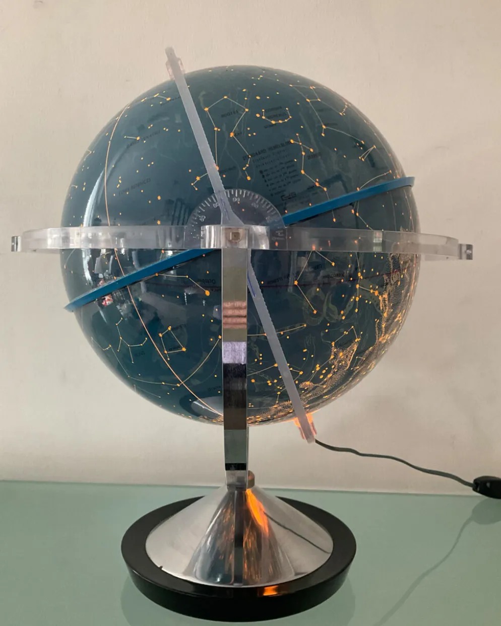 Globe céleste lumineux vintage Italy des années 70