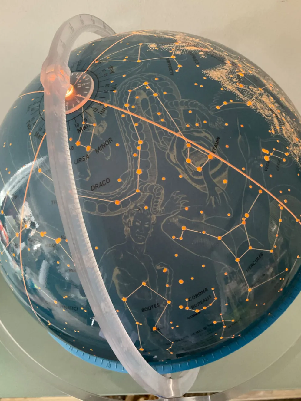 Globe céleste lumineux vintage Italy des années 70