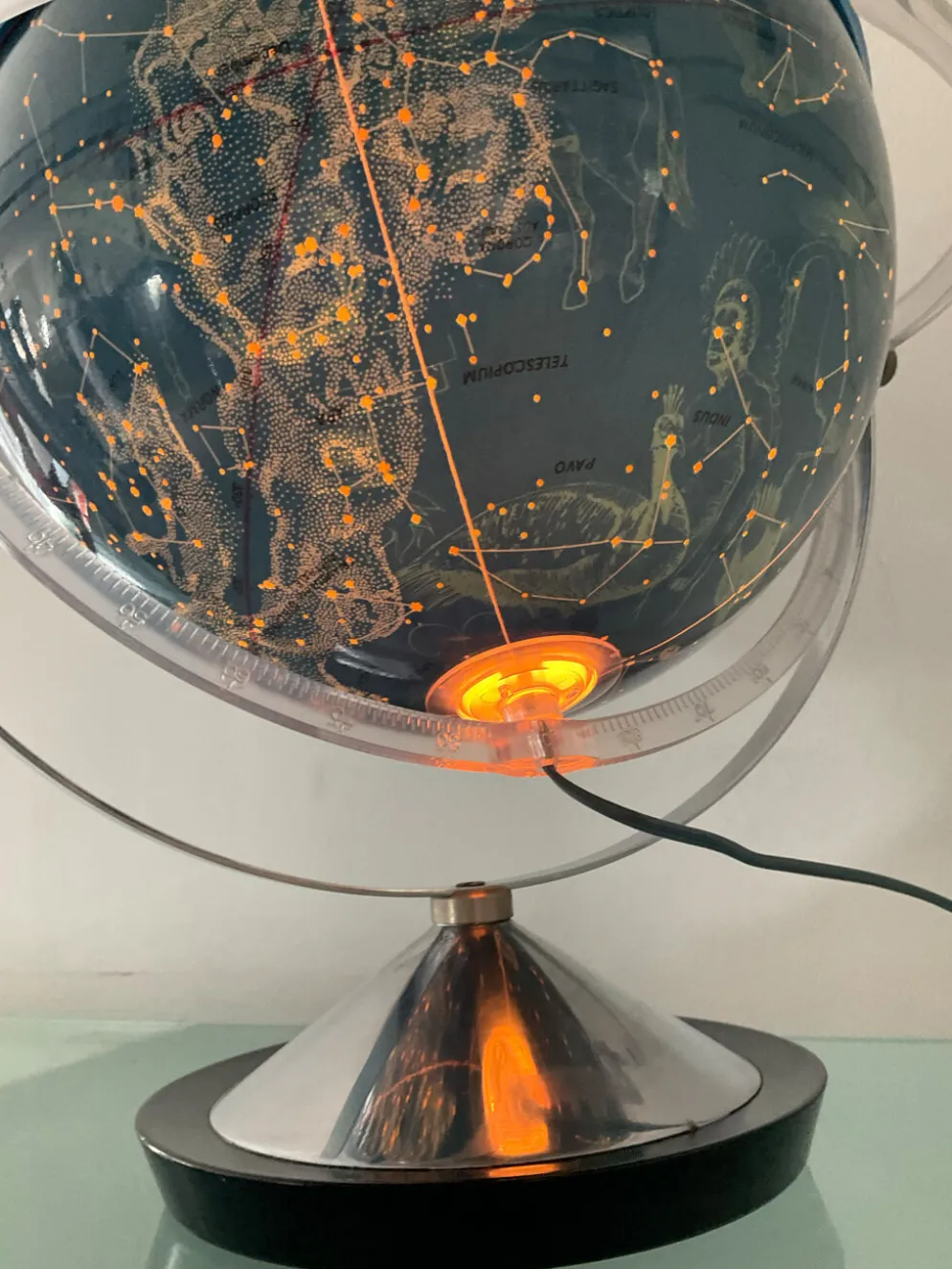 Globe céleste lumineux vintage Italy des années 70