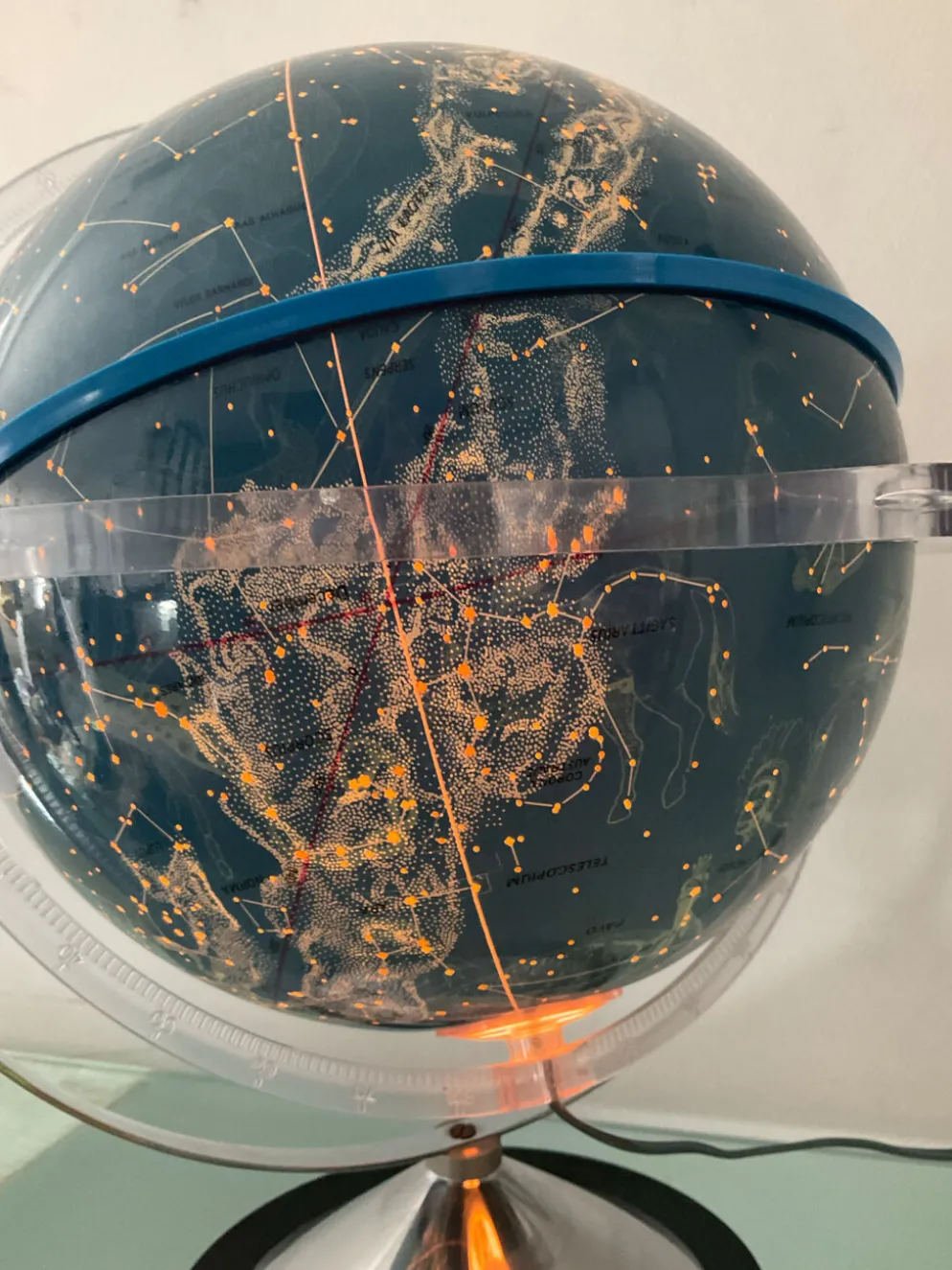 Globe céleste lumineux vintage Italy des années 70