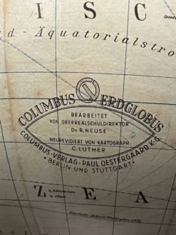 Globe de table allemand vintage des années 1950 par les célèbres fabricants Columbus.