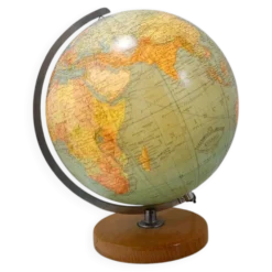 Globe en verre vintage illuminé - Columbus années 1960