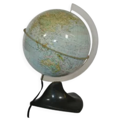 Globe illuminé de l'ère spatiale par Marco Polo pour Südwest Verlag, années 1970.