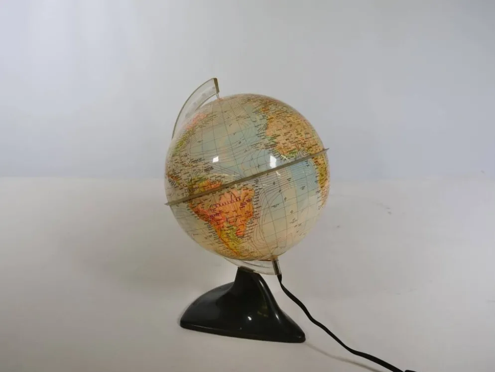 Globe illuminé de l'ère spatiale par Marco Polo pour Südwest Verlag, années 1970.