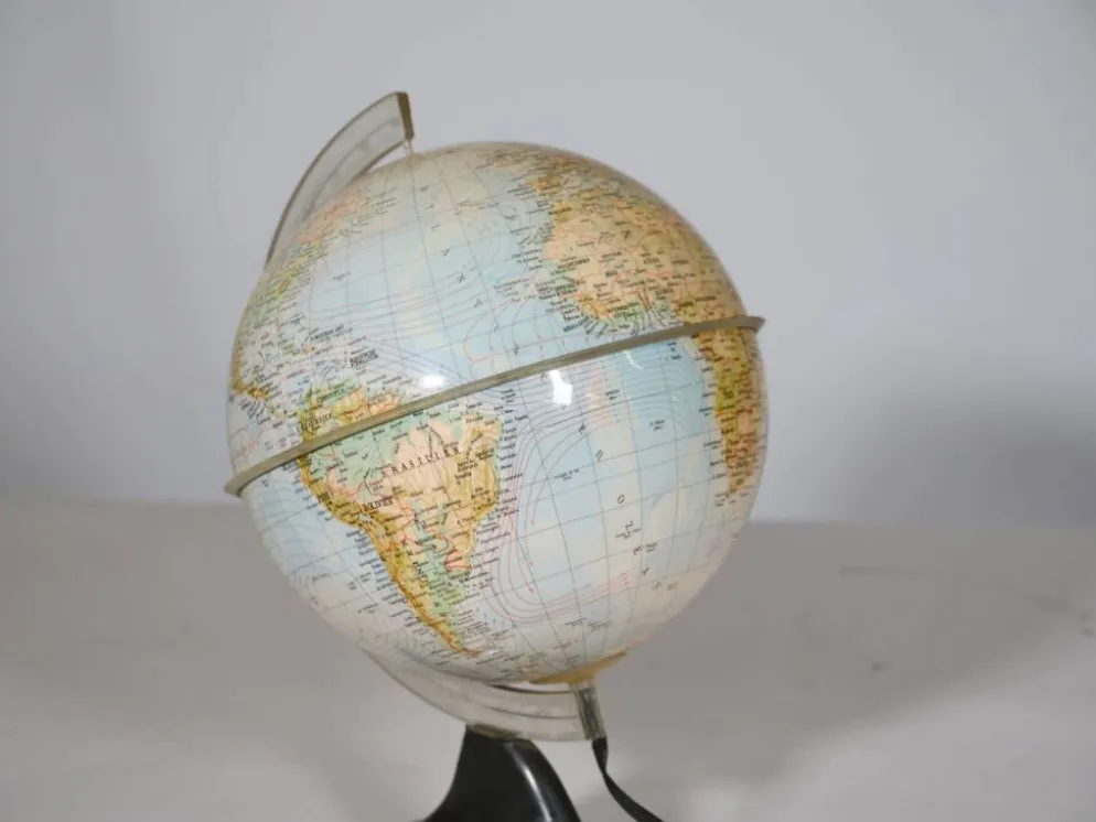Globe illuminé de l'ère spatiale par Marco Polo pour Südwest Verlag, années 1970.