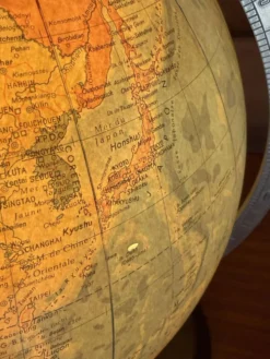 Globe terrestre lumineux de RÄTH en verre, bois et métal, Allemagne 1975
