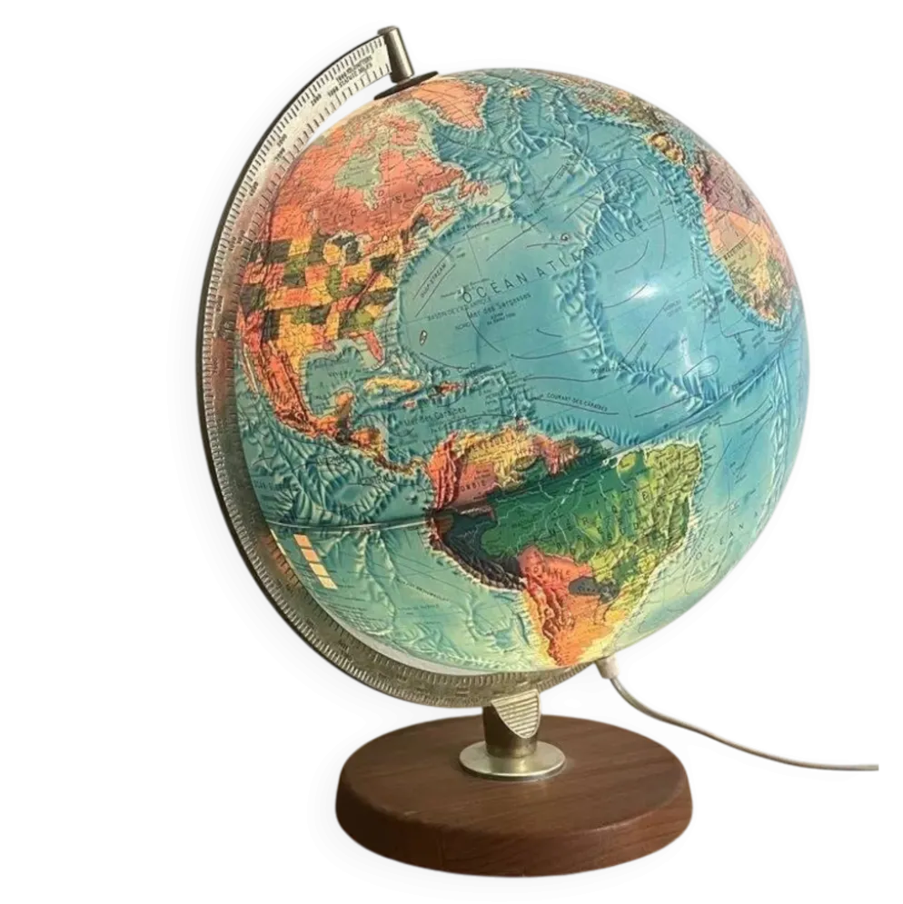 Globe terrestre lumineux vintage