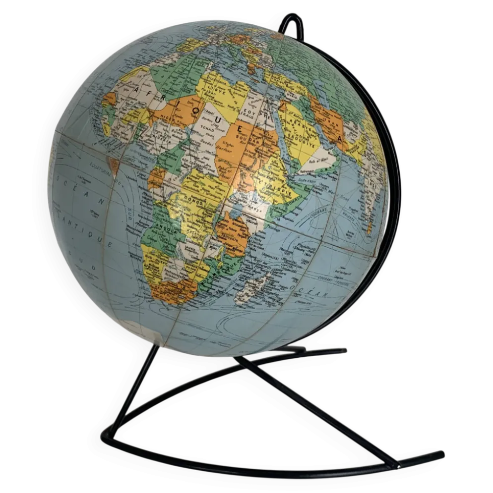 Globe terrestre, mappemonde Girard Barrère, 1960