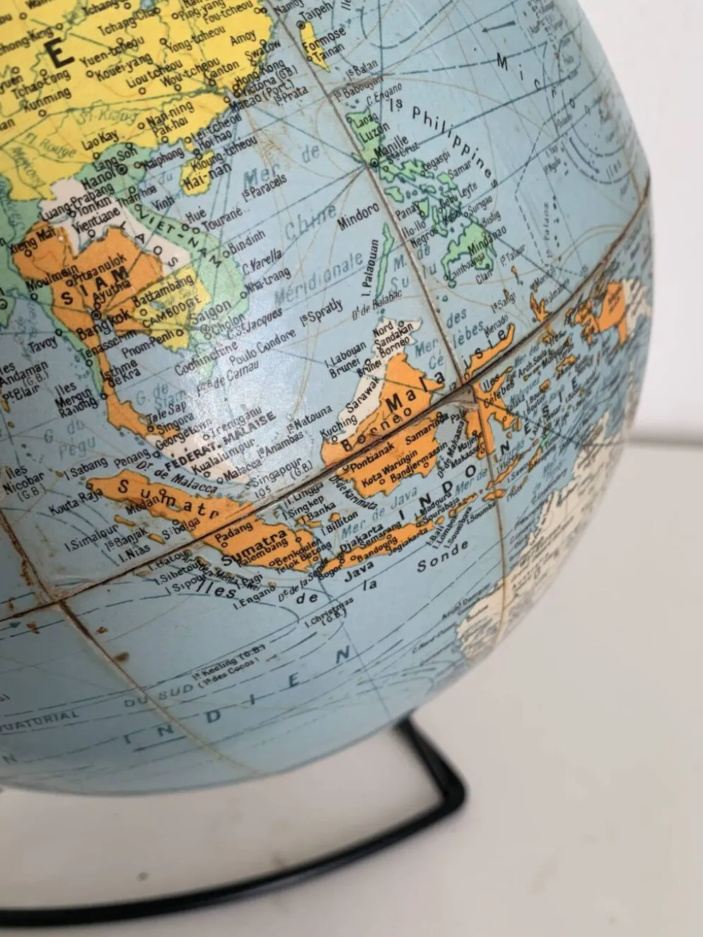 Globe terrestre, mappemonde Girard Barrère, 1960