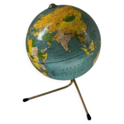 Globe terrestre mappemonde métal Cartes Tarides Paris vintage