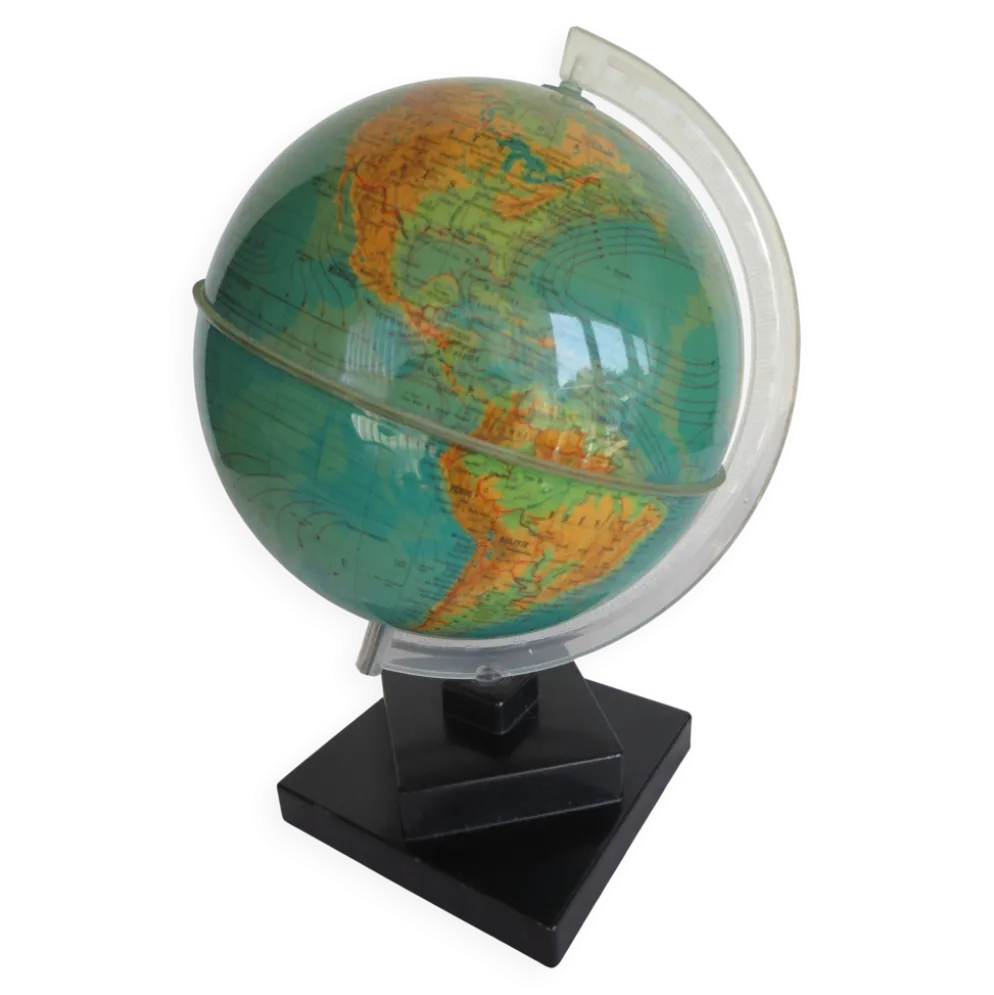 globe terrestre /socle plastic noir