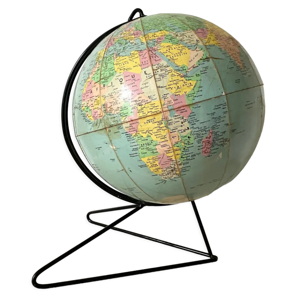 Globe terrestre vintage Girard et Barrère années 50