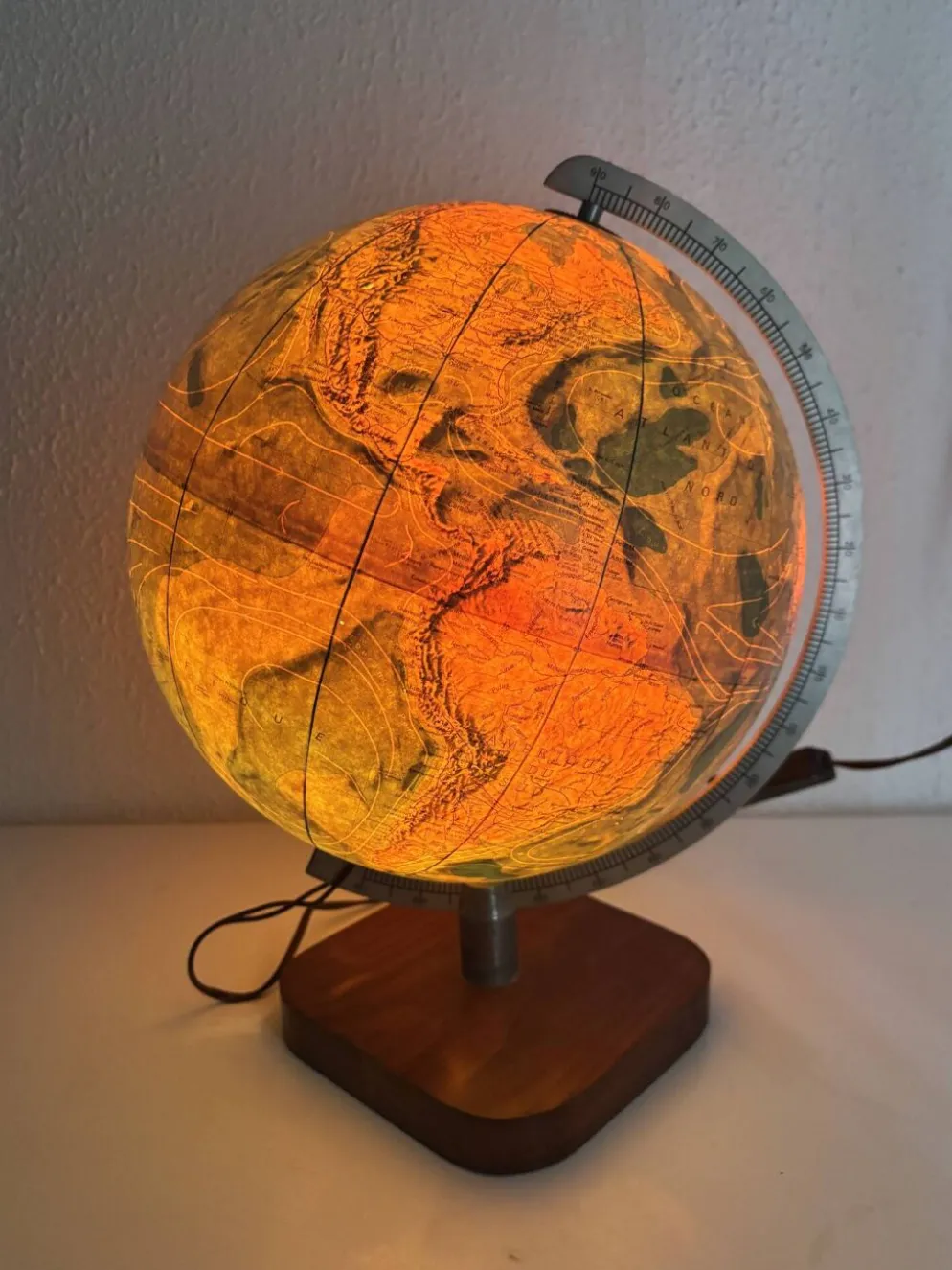 Globe terrestre vintage 1979 mappemonde bois Taride Paris France - 35 cm