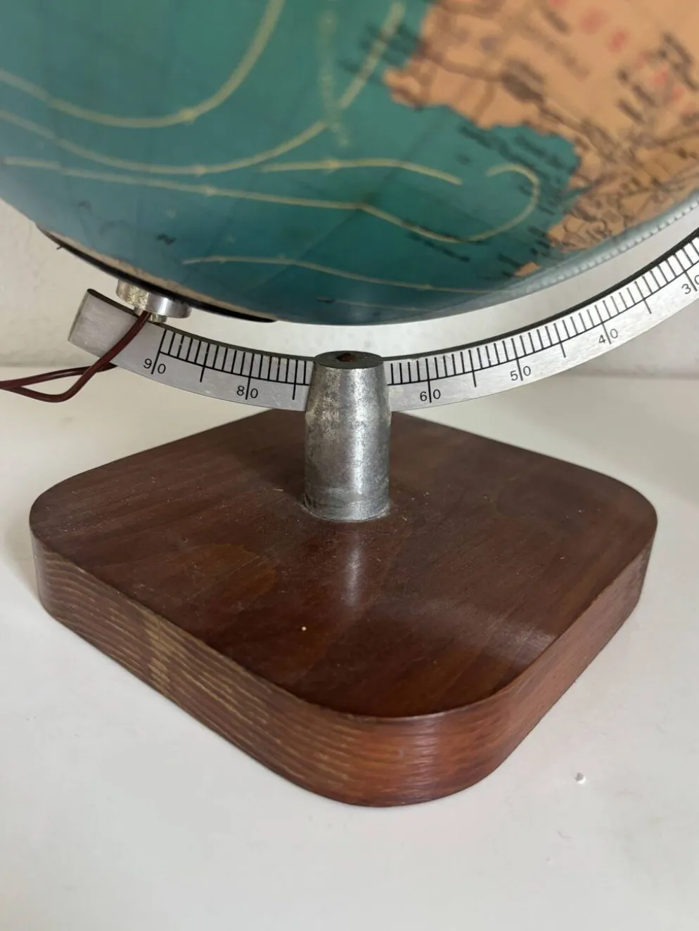 Globe terrestre vintage 1979 mappemonde bois Taride Paris France - 35 cm