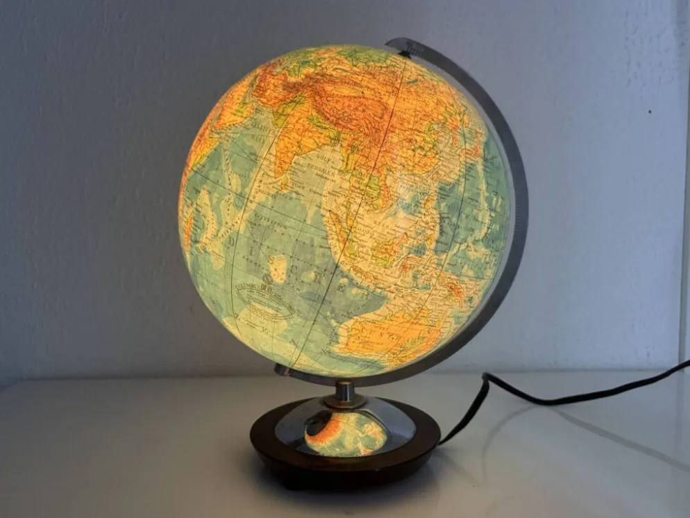 Globe terrestre vintage 1965 verre allemand Colombus duo - 34 cm