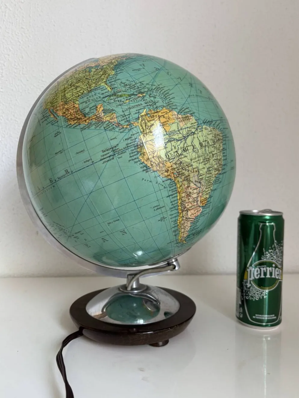 Globe terrestre vintage 1965 verre allemand Colombus duo - 34 cm