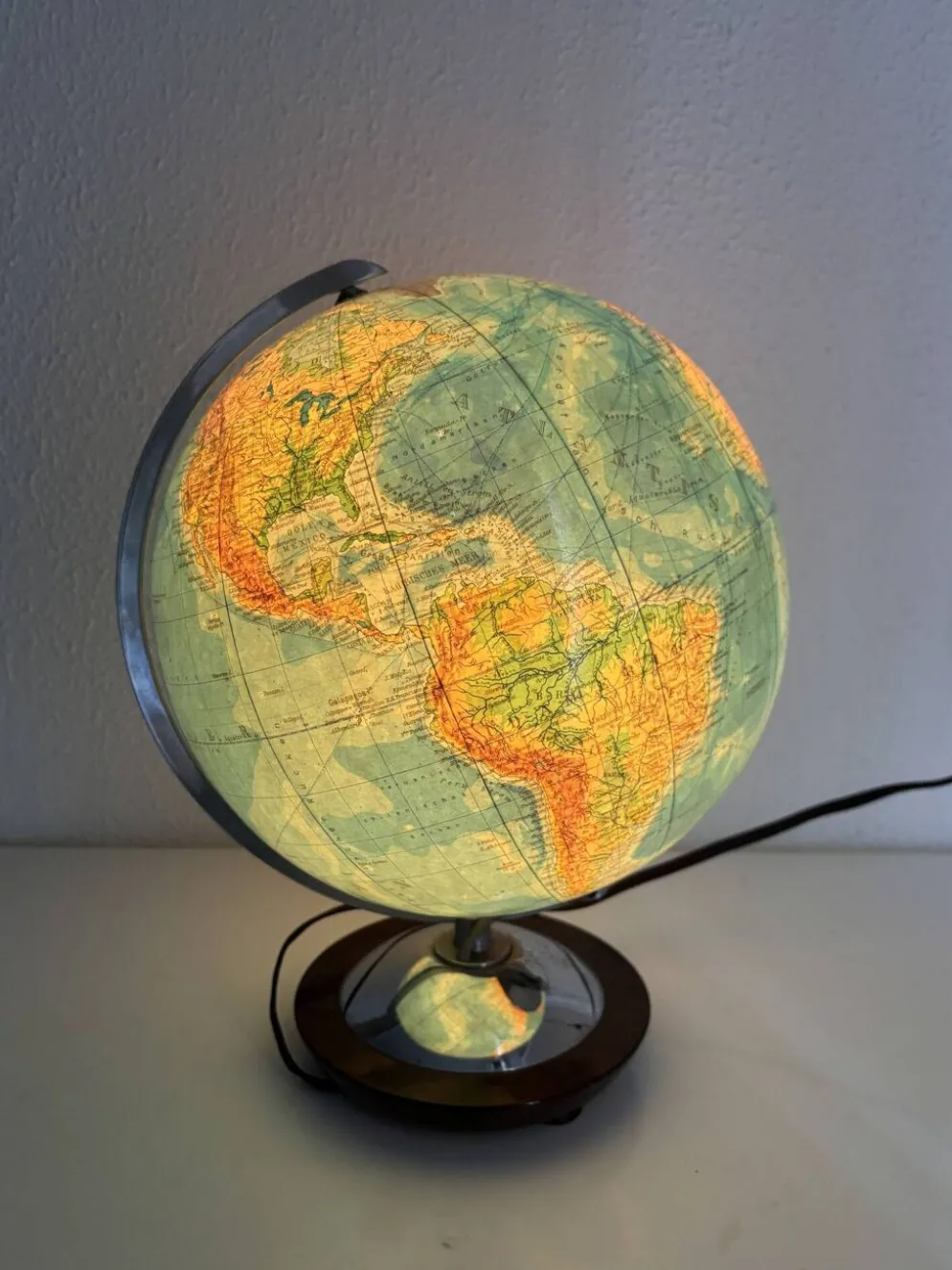Globe terrestre vintage 1965 verre allemand Colombus duo - 34 cm