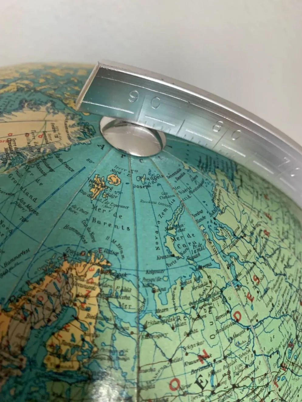 Globe vintage 1976 terrestre allemand (français) JRO Wechselbild - 34 cm