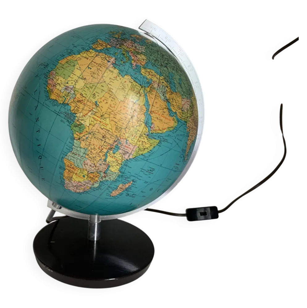 Globe vintage 1976 terrestre allemand (français) JRO Wechselbild - 34 cm
