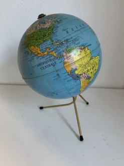 Globe vintage 1960 terrestre doré Taride tripode mappemonde - 28 cm