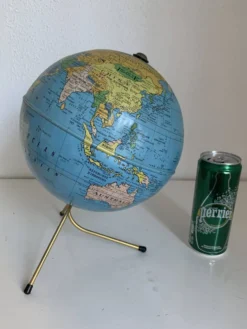 Globe vintage 1960 terrestre doré Taride tripode mappemonde - 28 cm