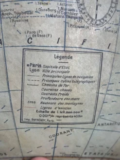 Globe vintage 1950 terrestre Girard et Barrère et Thomas - 46 cm