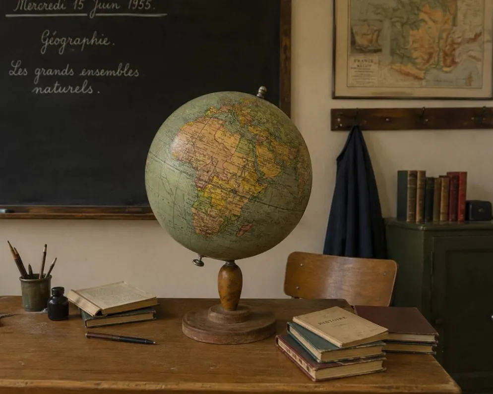 Globe vintage 1950 terrestre Girard et Barrère et Thomas - 46 cm