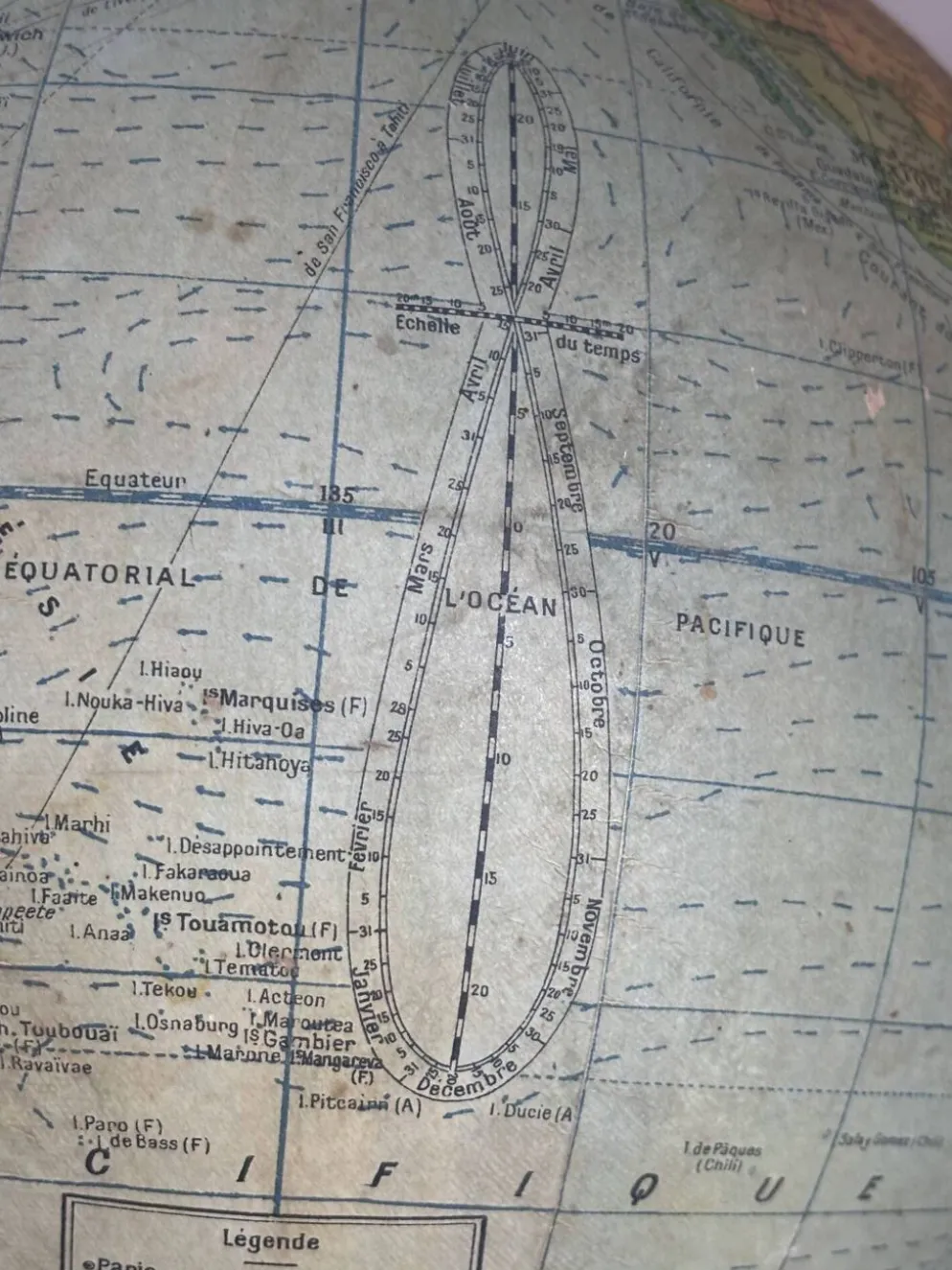 Globe vintage 1950 terrestre Girard et Barrère et Thomas - 46 cm