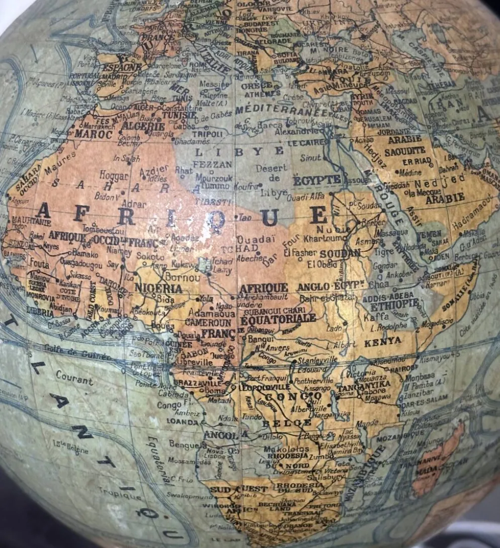 Globe vintage 1950 terrestre Girard et Barrère et Thomas - 33 cm