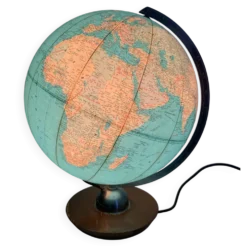 Globe vintage 1960 terrestre JRO Verlag bois PVC mappemonde - 43 cm
