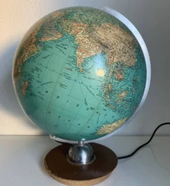 Globe vintage 1960 terrestre JRO Verlag bois PVC mappemonde - 43 cm