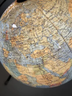 Globe vintage 1962 terrestre mappemonde verre tripode Taride - 28 cm