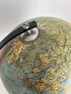 Globe vintage 1962 terrestre mappemonde verre tripode Taride - 28 cm