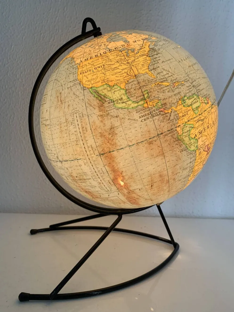 Globe vintage 1960 terrestre mappemonde Girard Barrère verre - 36 cm