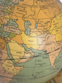 Globe vintage 1920 terrestre mappemonde métal USA - 25 cm