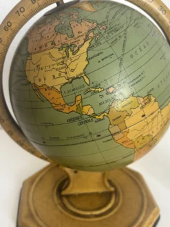 Globe vintage 1920 terrestre mappemonde métal USA - 25 cm