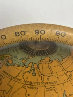 Globe vintage 1920 terrestre mappemonde métal USA - 25 cm