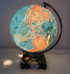 Globe vintage 1976 terrestre Taride verre marbre mappemonde - 30 cm