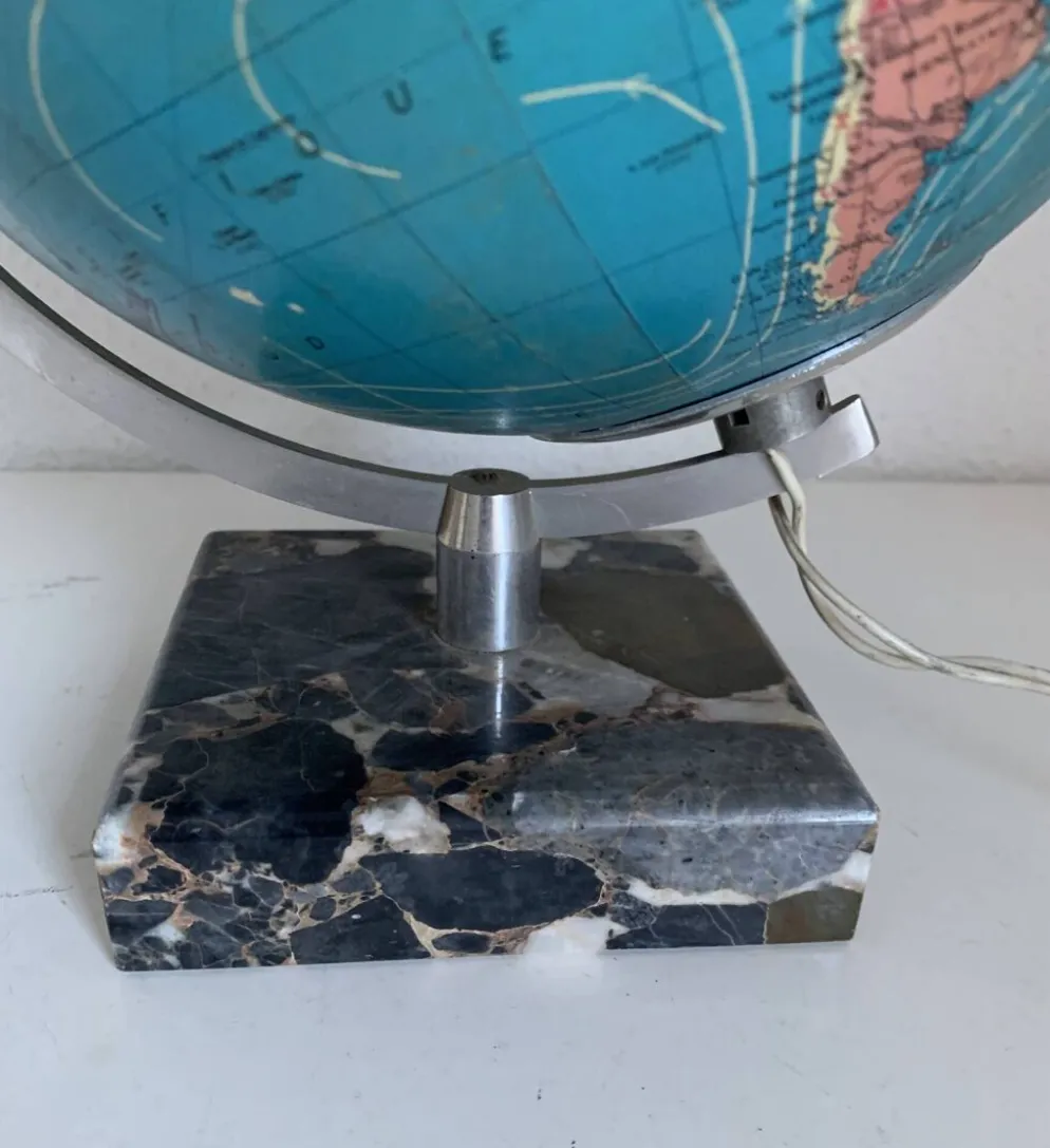 Globe vintage 1976 terrestre Taride verre marbre mappemonde - 30 cm