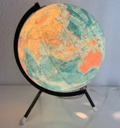 Globe vintage 1975 terrestre tripode verre Taride mappemonde - 28 cm